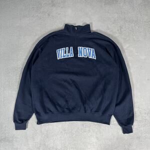 Teamwork Villanova University Quarter Zip Sweatshirt Navy Blue - Size: XXL